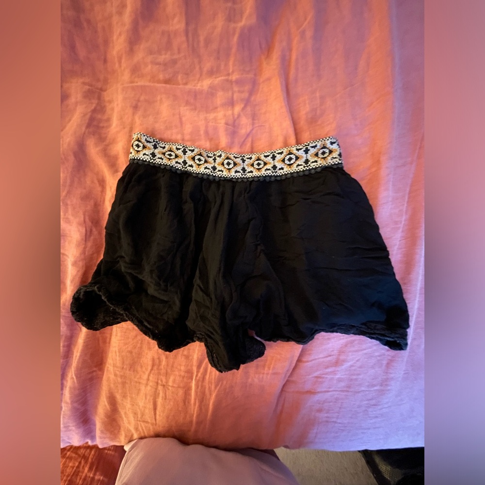 Free People Black Shorts with Embroidered Waistband